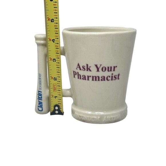 CLARITIN Mortar & Pestle Coffee Cup Mug Ask Your Pharmacist Advertising VTG - Picture 11 of 11